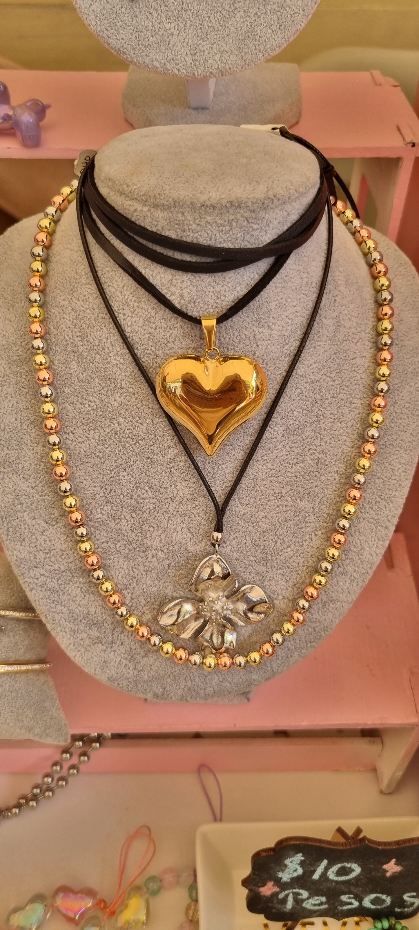 Collar corazón chunky