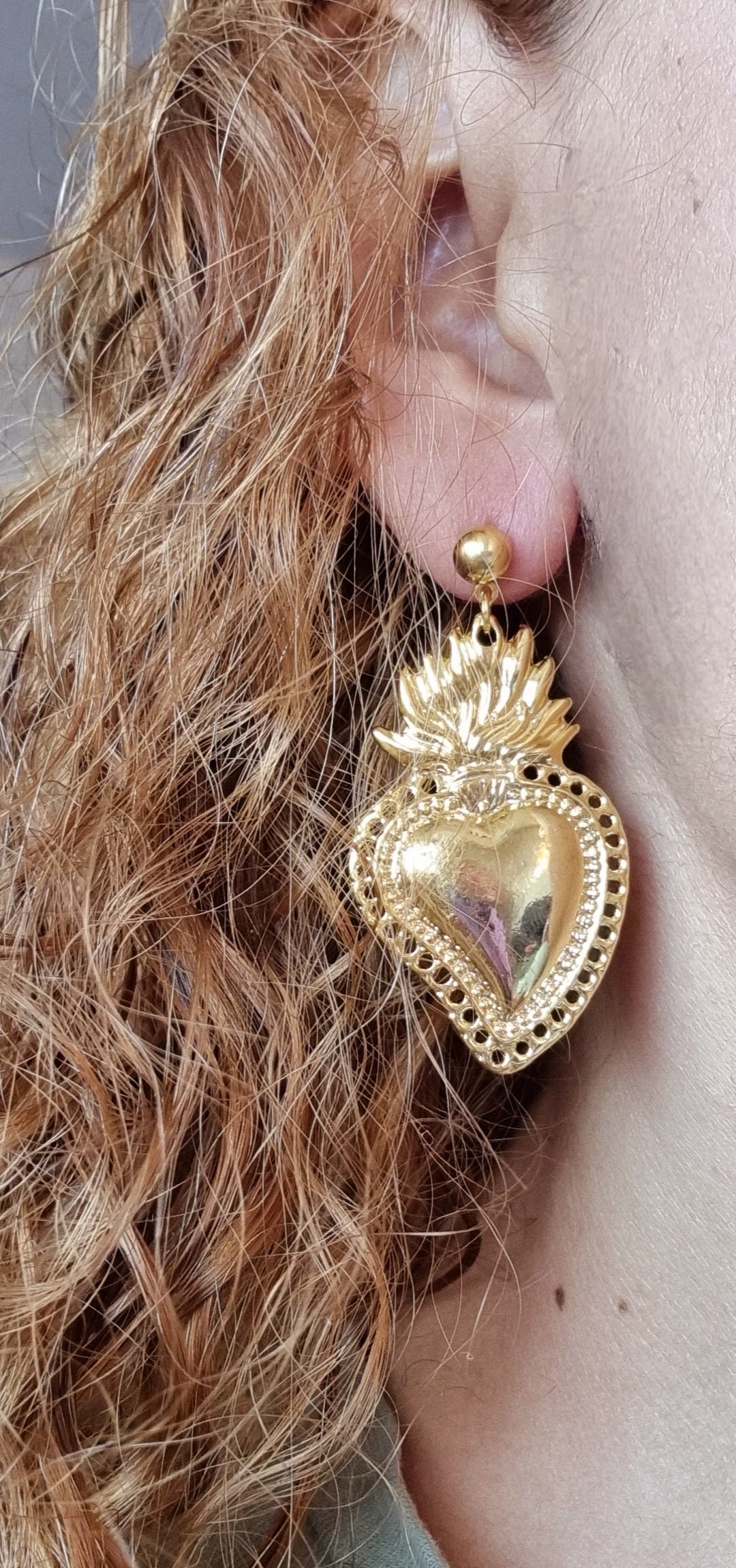 Aretes corazón chunky